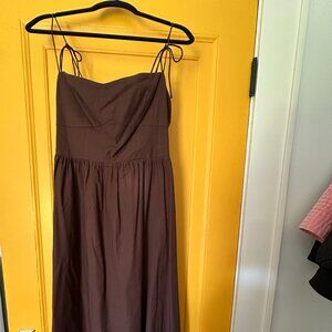 Brown Cotton Reformation Dress with Tie Straps